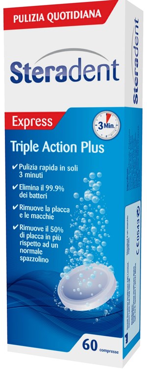 STERADENT TRIPLE ACTION PLUS 60 COMPRESSE PULENTI - fitfarma.it