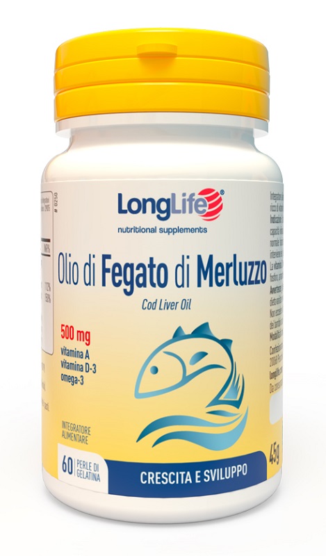 LONGLIFE OLIO FEGATO MERLUZZO 500 MG 60 PERLE - fitfarma.it