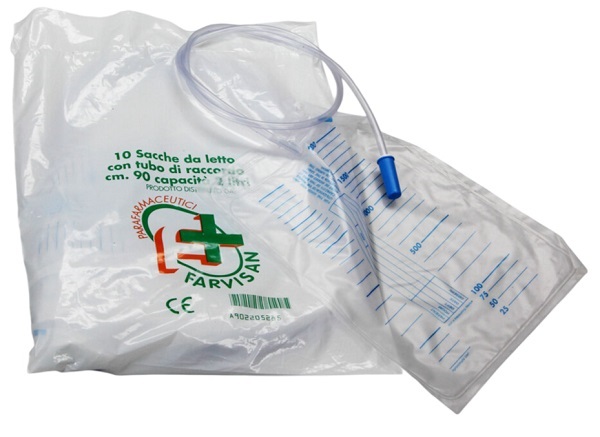 SACCA PER URINA LETTO MONOUSO NON STERILE 2000 ML TUBO 90 CMVALVOLA ANTIREFLUSSO SENZA RUBINETTO DI SCARICO - fitfarma.it