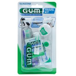 GUM TRAVEL KIT VIAGGIO 1 SPAZZOLINO PIEGHEVOLE GUM TRAVEL + 1 DENTIFRICIO VIAGGIO 12 ML + 1 ROCCHETTO FILO INTERDENTALE 10MT + 2 SCOVOLINI GOMMA GUM SOFT PICKS - fitfarma.it