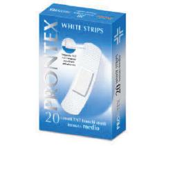 CEROTTO PRONTEX WHITE STRIPS IN TESSUTO NON TESSUTO BIANCO STERILE SCATOLA 20 CEROTTI MEDI - fitfarma.it