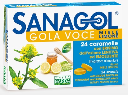 SANAGOL GOLA VOCE MIELE LIMONE 24 CARAMELLE - fitfarma.it