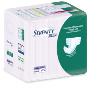 PANNOLONE PER INCONTINENZA SERENITY SOFTDRY FORMATO MAXI TAGLIA LARGE 15 PEZZI - fitfarma.it