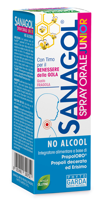SANAGOL SPRAY JUNIOR PROPOLI FRAGOLA 20 ML - fitfarma.it