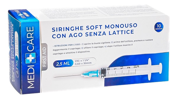 SIRINGA SOFT CAPACITA' 2,5ML AGO GAUGE 23 CONFEZIONE 10 PEZZI GAMMADIS - fitfarma.it