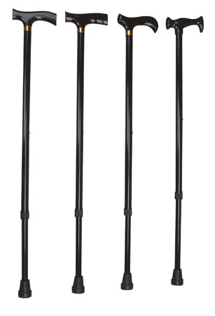 BASTONE BRIO PIEGHEVOLE IN ALLUMINIO ANODIZZATO CON PUNTALI ANTISCIVOLO REGOLABILE IN ALTEZZA DA 77,5 A 87,5CM NERO IMPUGNATURA IN LEGNO - fitfarma.it