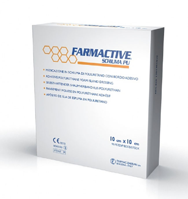 CEROTTO FARMACTIVE SCHIUMA IN POLIURETANO 10X10CM 10 PEZZI - fitfarma.it