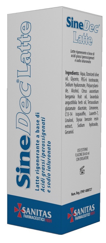 EMULSIONE PROFUMATA CONTENENTE OLIO OSSIGENATO PER PREVENZIONE E MEDICAZIONE DELLE ULCERE DA DECUBITO DI GRADO I SU PELLE INTEGRA SINEDEC LATTE 60ML - fitfarma.it