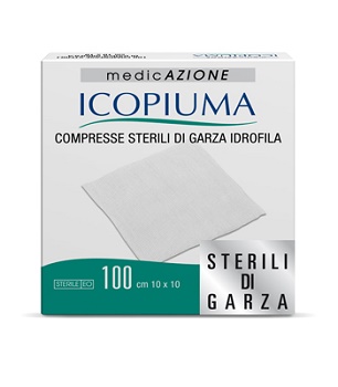 GARZA COMPRESSA IDROFILA ICOPIUMA 10X10CM 100 PEZZI - fitfarma.it