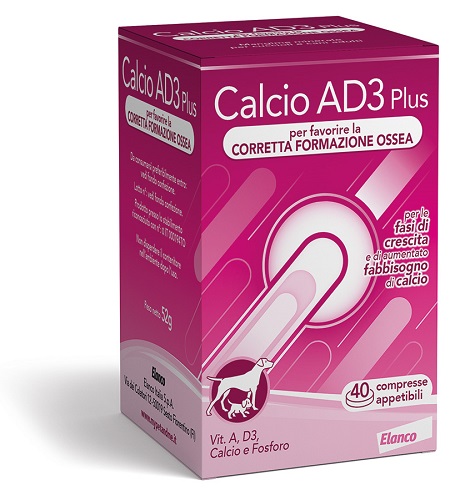 CALCIO AD3 SOLUBILE SVILUPPO 40 COMPRESSE ALTAMENTE APPETIBILI - fitfarma.it