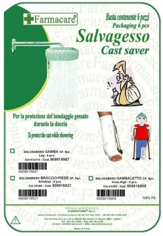 SALVAGESSO PER GAMBALETTO UTILE PER LA PROTEZIONE DEL GESSO DURANTE LA DOCCIA 6 PEZZI - fitfarma.it