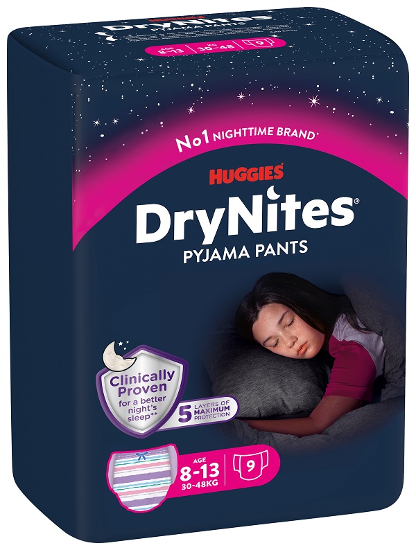 PANNOLINO HUGGIES DRYNITES 8/13 ANNI GIRL L 30/48KG 9 PEZZI - fitfarma.it