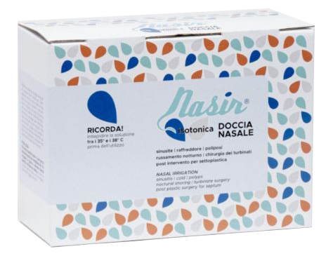 NASIR LAVAGGIO NASALE SOLUZIONE FISIOLOGICA ISOTONICA STERILE SCATOLA CON 4 SACCHE 500ML 4 BLISTER 1 VENTOSA - fitfarma.it