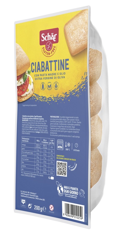SCHAR CIABATTINA PANE 200 G - fitfarma.it