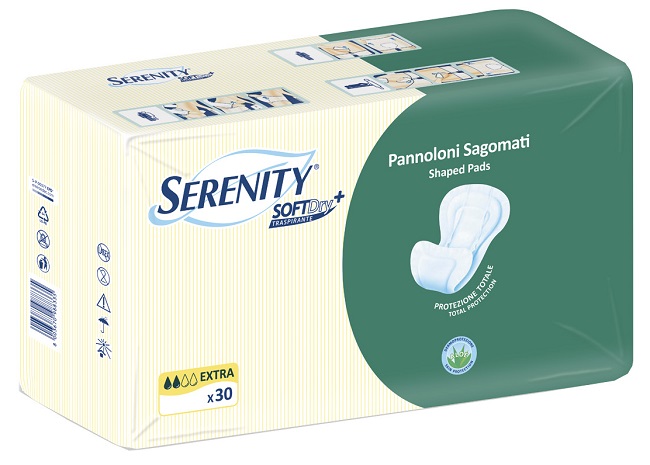PANNOLONE PER INCONTINENZA SAGOMATO SERENITY SOFTDRY+ ALOE EXTRA 30 PEZZI - fitfarma.it