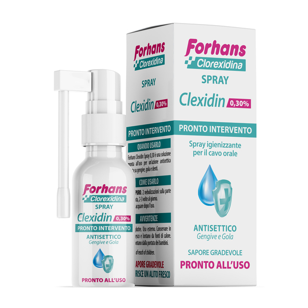 COLLUTORIO SPRAY CON CLOREXIDINA FORHANS CLEXIDIN 50ML - fitfarma.it
