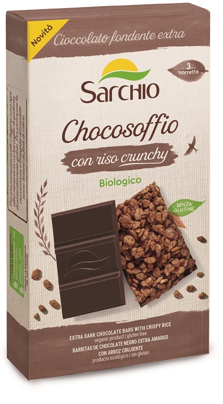 CHOCOSOFFIO BARRETTA CIOCCOLATO FONDENTE EXTRA E RISO CROCCANTE 3 PEZZI DA 25 G - fitfarma.it