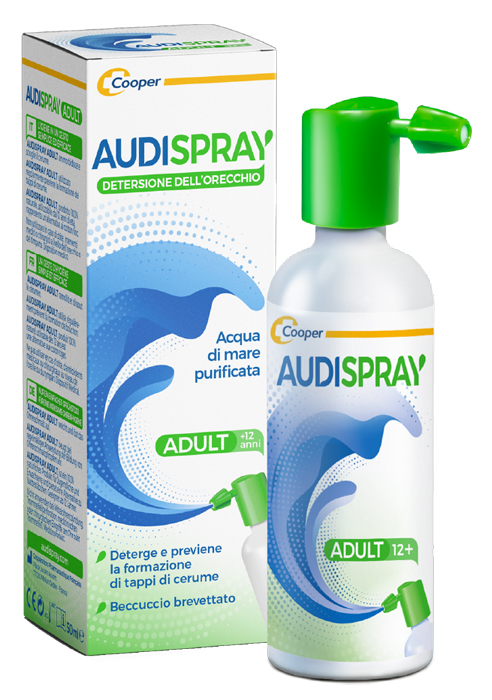 AUDISPRAY ADULT 12+ SOLUZIONE DI ACQUA DI MARE IPERTONICA SPRAY SENZA GAS DETERSIONE ORECCHIO 50ML - fitfarma.it