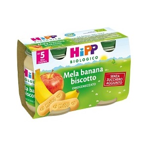 HIPP BIO OMOGENEIZZATO MELA BANANA BISCOTTO 2X125 G - fitfarma.it