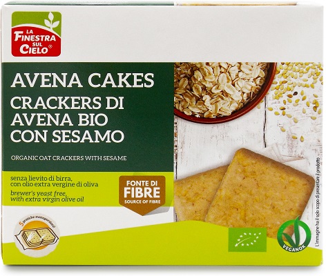 AVENACAKES CRACKERS DI AVENA CON SESAMO BIO VEGAN SENZA LIEVITO DI BIRRA CON OLIO EXTRAVERGINE DI OLIVA 250 G - fitfarma.it
