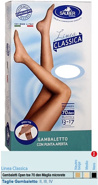 SAUBER GAMBALETTO OPEN TOE MAGLIA MICRORETE 70 DEN COLORE MEDIO TAGLIA 3 LINEA CLASSICA - fitfarma.it