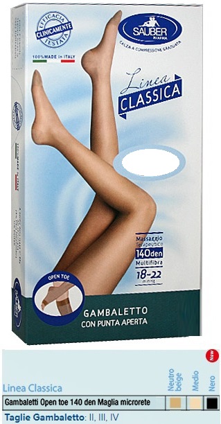 SAUBER GAMBALETTO OPEN TOE MAGLIA MICRORETE 140 DEN COLORE MEDIO TAGLIA 3 LINEA CLASSICA - fitfarma.it