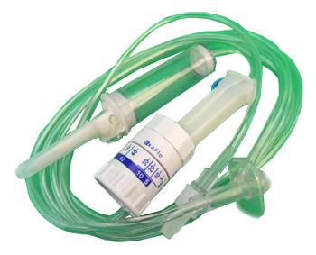DEFLUSSORE CON REGOLATORE DI FLUSSO A GRAVITA' CON PERFORATORE 5/250ML - fitfarma.it