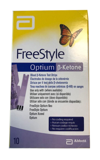 STRISCE MISURAZIONE CHETONEMIA OPTIUM BETA KETONE 10 PEZZI - fitfarma.it