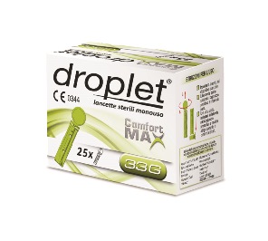 LANCETTE PUNGIDITO DROPLET COMFORT MAX GAUGE 33 25 PEZZI - fitfarma.it