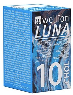WELLION LUNA 10 STRIPS STRISCE PER MISURAZIONE COLESTEROLO - fitfarma.it