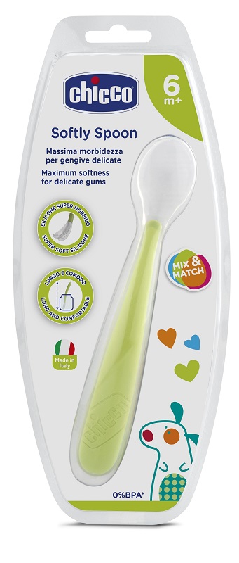 CHICCO CUCCHIAIO MORBIDO SILICONE 6M+ VERDE UP - fitfarma.it