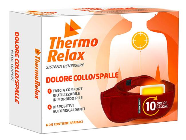 THERMORELAX FASCIA DOLORE COLLO SPALLE FASCIA+4 DISPOSITIVI AUTORISCALDANTI - fitfarma.it