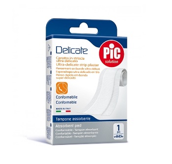 CEROTTO PIC DELICATE STRISCIA BIANCA CON TAMPONE ANTIBATTERICO CM 8X0,5 M - fitfarma.it