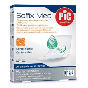 CEROTTO PIC SOFFIX MED IN TNT CON TAMPONE CENTRALE ASSORBENTE STERILE MONOUSO 10X6 CM ANTIBATTERICO 5 PEZZI - fitfarma.it