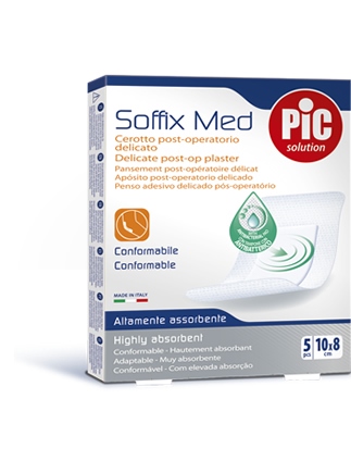 CEROTTO PIC SOFFIX MED IN TNT CON TAMPONE CENTRALE ASSORBENTE STERILE MONOUSO 10X8 CM ANTIBATTERICO 5 PEZZI - fitfarma.it