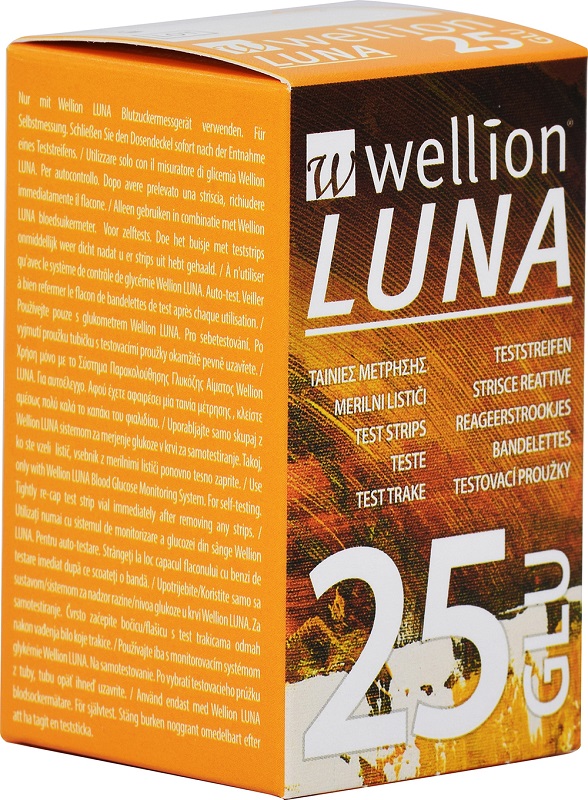 WELLION LUNA 25 STRIPS STRISCE PER MISURAZIONE GLICEMIA - fitfarma.it