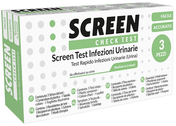 TEST PER L'INDIVIDUAZIONE RAPIDA DI LEUCOCITI SANGUE NITRITO E PROTEINA NELL'URINA SCREEN CHECK TEST INFEZIONI VIE URINARIE 3 PEZZI - fitfarma.it
