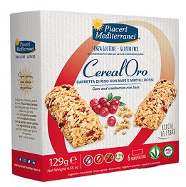 PIACERI MEDITERRANEI CEREALORO BARRETTA DI RISO CON MAIS E MIRTILLI ROSSI 6 PEZZI DA 21,5 G - fitfarma.it