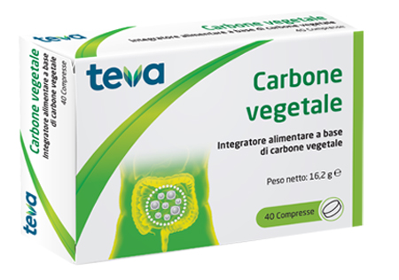 CARBONE VEGETALE TEVA 40 COMPRESSE 16,2 G - fitfarma.it