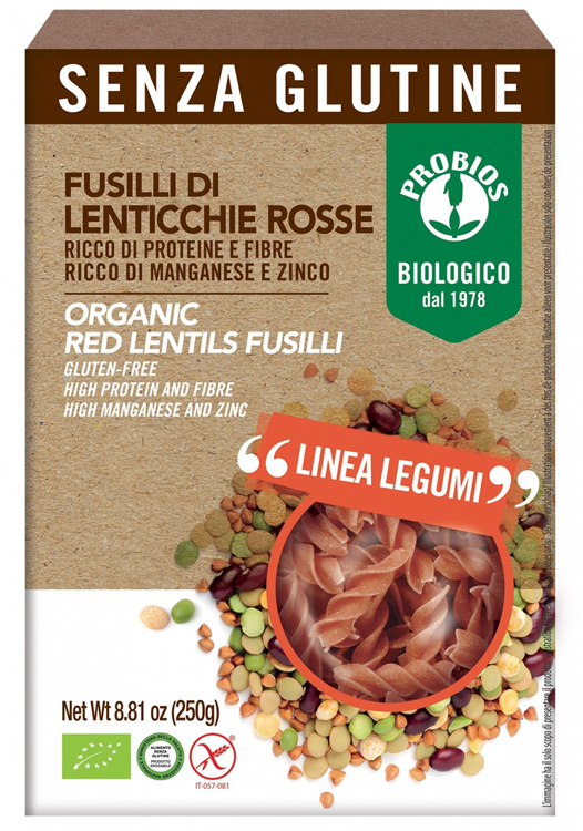 SPECIALITA' 100% LEGUMI FUSILLI LENTICCHIE ROSSE 250 G - fitfarma.it
