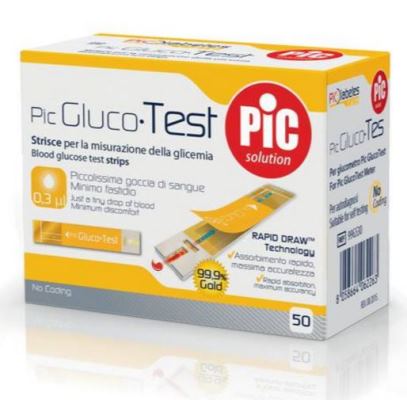 STRISCE MISURAZIONE GLICEMIA PIC GLUCOTEST 50 PEZZI - fitfarma.it