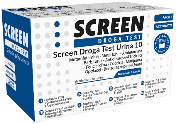DROGA TEST CHE RILEVA 10 DROGHE TRAMITE URINA RISULTATO PER OGNI DROGA ANALIZZATA SCREEN DROGA TEST URINA 10 - fitfarma.it