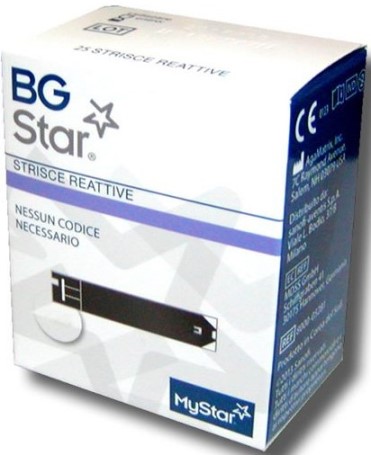 STRISCE MISURAZIONE GLICEMIA BGSTAR 25 PEZZI COMPATIBILI CON MISURATORE DI GLICEMIA MYSTAR EXTRA - fitfarma.it