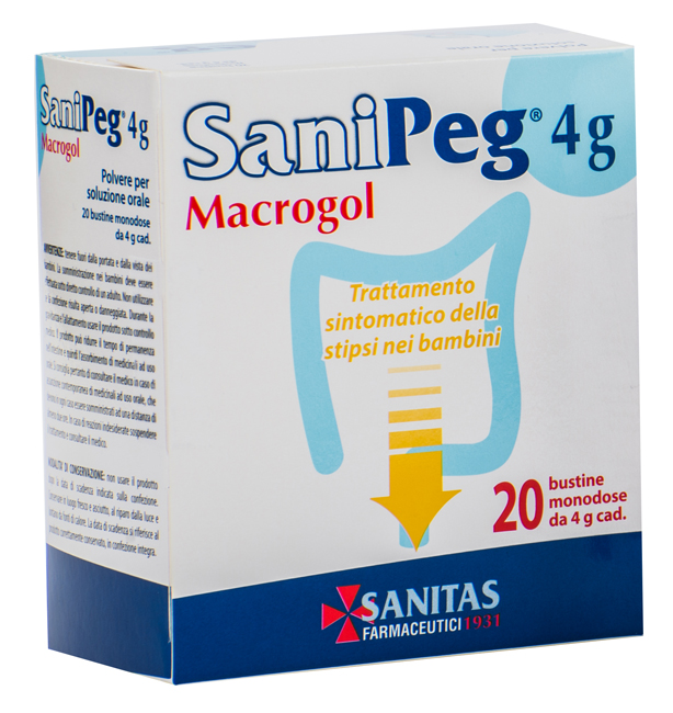SANIPEG MACROGOL POLVERE PER SOLUZIONE ORALE 20 BUSTINE 4 G - fitfarma.it