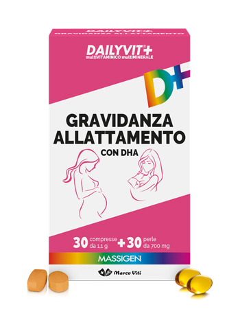 DAILYVIT+ GRAVIDANZA ALLATTAMENTO CON DHA MULTIVITAMINICO E MULTIMINERALE 30 COMPRESSE + 30 PERLE - fitfarma.it