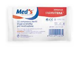 GARZA COMPRESSA IDROFILA MEDS FARMATEXA 12/8 10X10CM 25 PEZZI - fitfarma.it