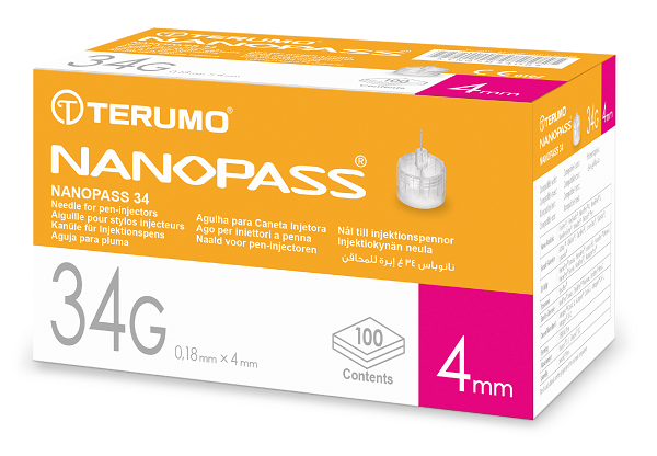 AGO PER PENNA DA INSULINA NANOPASS GAUGE 34 LUNGHEZZA 4 MM 100 PEZZI - fitfarma.it