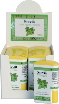 STEVIA EDULCORANTE 200 COMPRESSE DISPLAY CONTENENTE 14 DISPENSER - fitfarma.it