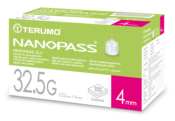 AGO PER PENNA DA INSULINA NANOPASS 32,5 GAUGE LUNGHEZZA 4 MM 100 PEZZI - fitfarma.it