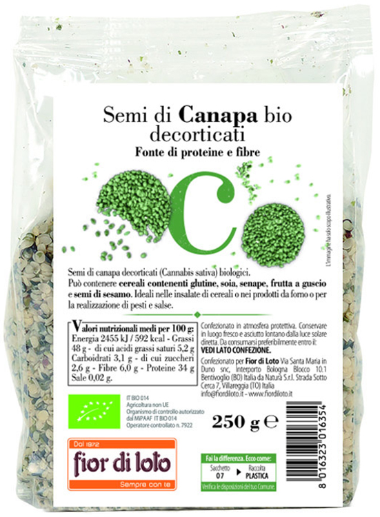 SEMI CANAPA DECORTICATA BIO 250 G - fitfarma.it